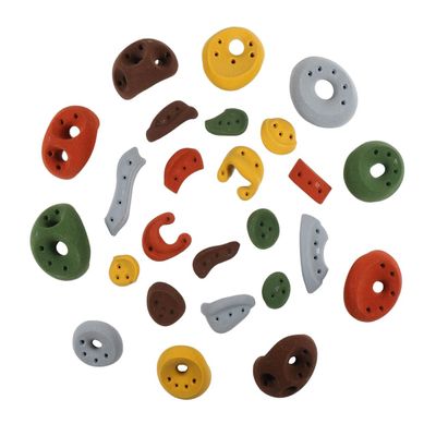 Atomik Rock Climbing Holds Set of 25 Screw-Ons Kids Holds Style 1 in Assorted Earth Tones