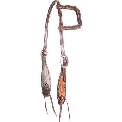 Martin Saddlery Floral Tooled Dyed Edged Single Ear Headstall N/A N/A