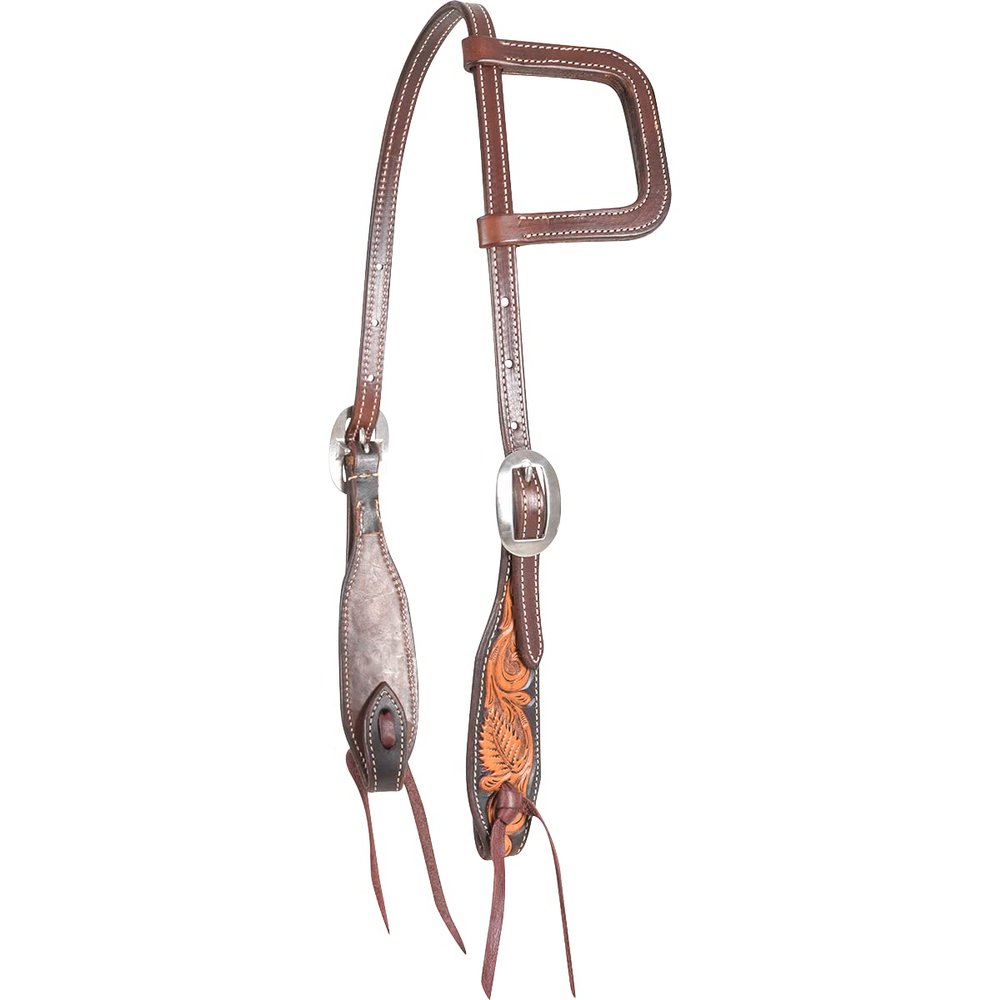 Martin Saddlery Floral Tooled Dyed Edged Single Ear Headstall N/A N/A