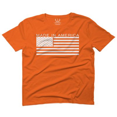 0010. Patriotic American Proud Made in USA United States America Flag Military Patriotic Style for Men T Shirt (Orange 2X-Large)