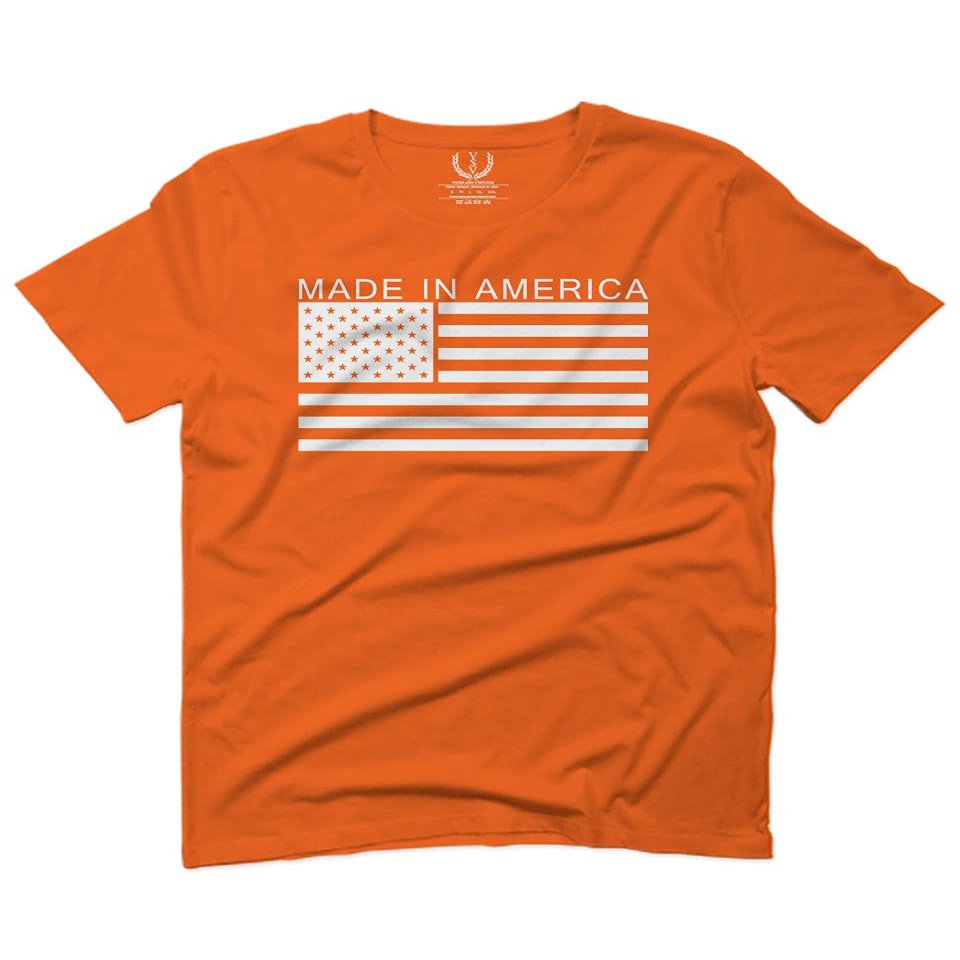 0010. Patriotic American Proud Made in USA United States America Flag Military Patriotic Style for Men T Shirt (Orange 2X-Large)
