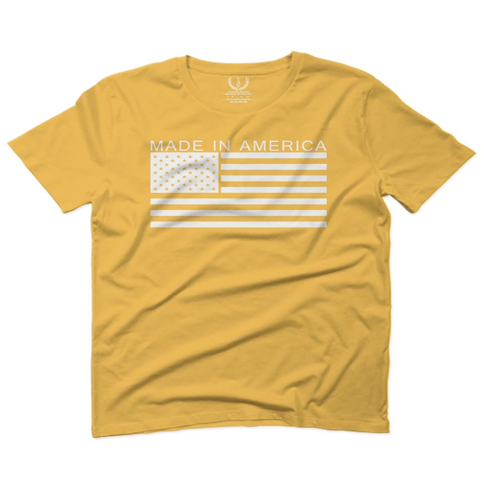 0010. Patriotic American Proud Made in USA United States America Flag Military Patriotic Style for Men T Shirt (Gold 2X-Large)