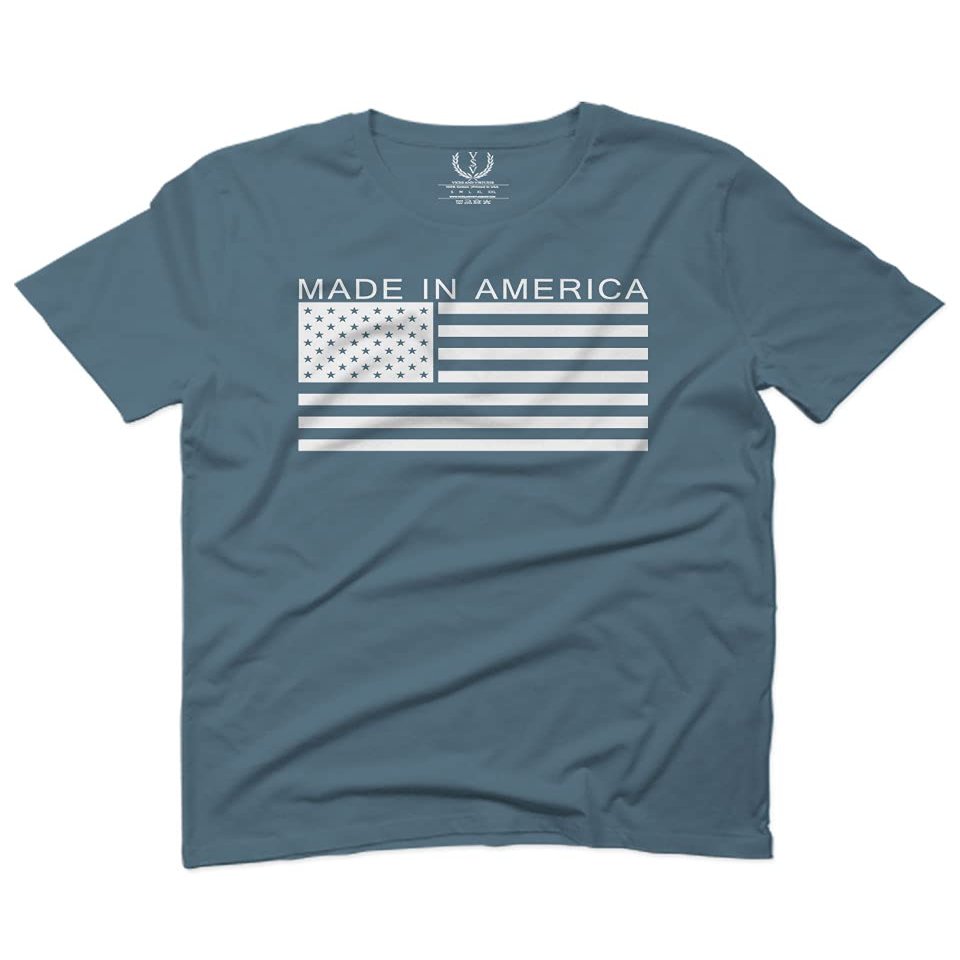 0010. Patriotic American Proud Made in USA United States America Flag Military Patriotic Style for Men T Shirt (Indigo 2X-Large)