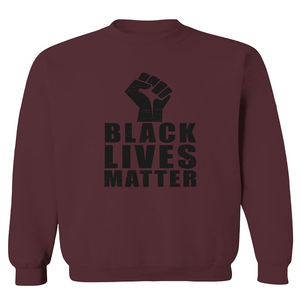 0011. Black Lives Matter Resist JUNEENTH Men's Crewneck Sweatshirt (Maroon Small)