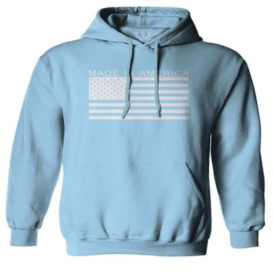 0010. Patriotic American Proud Made in USA United States America Flag Military Patriotic Style Sweatshirt Pullover Hoodie (Light Blue X-Large)