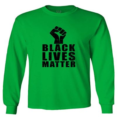 0011. Black Lives Matter Resist JUNEENTH Men's Long Sleeve t Shirt (Irish Green Small)