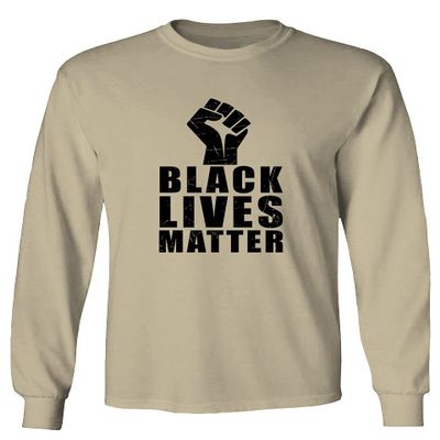 0011. Black Lives Matter Resist JUNEENTH Men's Long Sleeve t Shirt (Beige 2X Large)