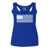 0010. Patriotic American Proud Made in USA United States America Flag Military Patriotic Style Women's Tank Top Racerback (Royal Medium) view 1