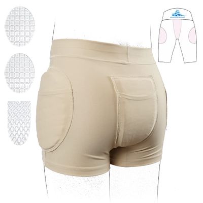 SkatingSpirit Slim Padded Figure Skating Shorts, Hip Tailbone Gel Pad Protective Underwear (Small)