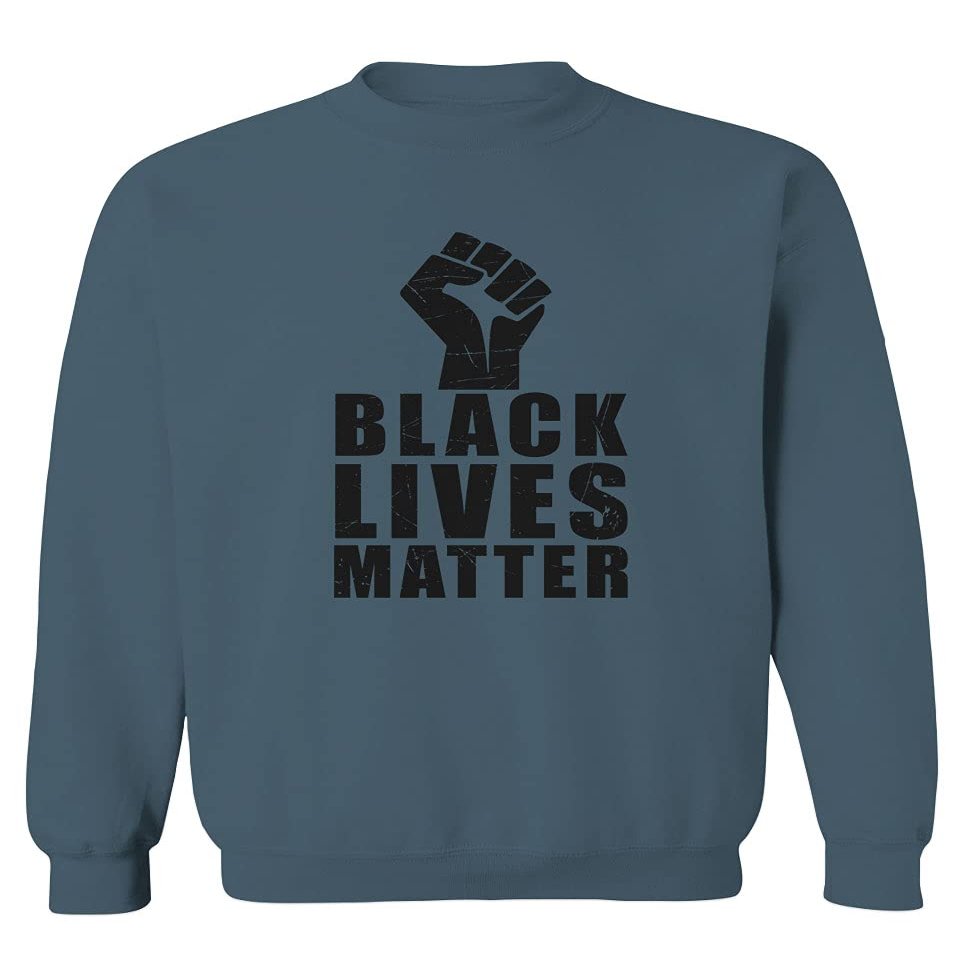 0011. Black Lives Matter Resist JUNEENTH Men's Crewneck Sweatshirt (Indigo Blue Large)