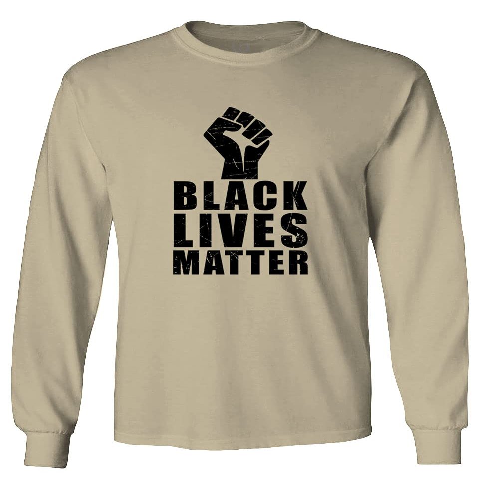 0011. Black Lives Matter Resist JUNEENTH Men's Long Sleeve t Shirt (Beige Medium)
