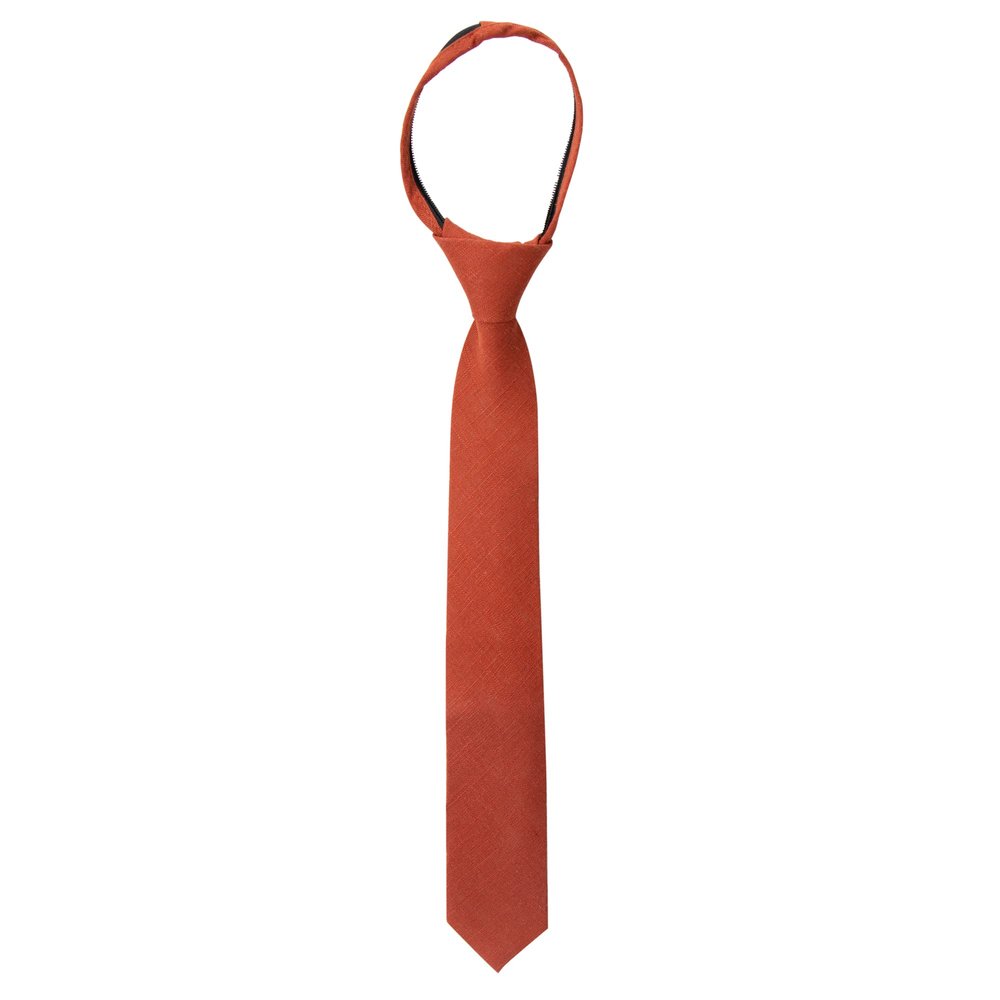 Spring Notion Boys' Linen Blend Zipper Necktie Rust Large