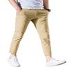 AONGSNNY Mens Cropped Chino Pants Skinny Fit Chinos Khaki Pant 128Khaki 30 view 1