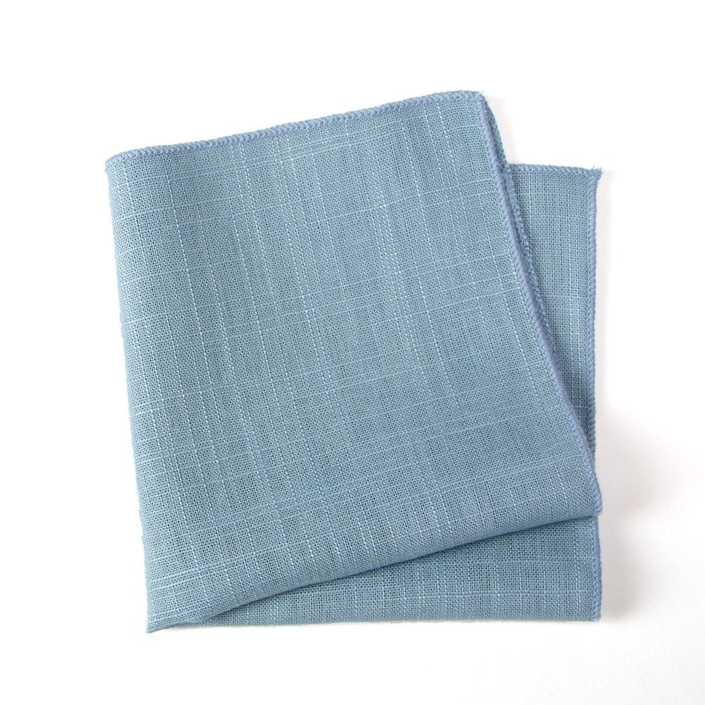 Spring Notion Linen Blend Handkerchief Hanky Pocket Squares for Boys, Steel Blue