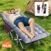 Slsy Folding Camping Cot for Adults with Pad, Padded Portable Sleeping Cots, Camp Bed with Carry Bag for Outdoor Travel, Beach, Hiking view 2