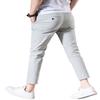 AONGSNNY Mens Cropped Chino Pants Skinny Fit Chinos Khaki Pant 128LightGrey 36 view 2