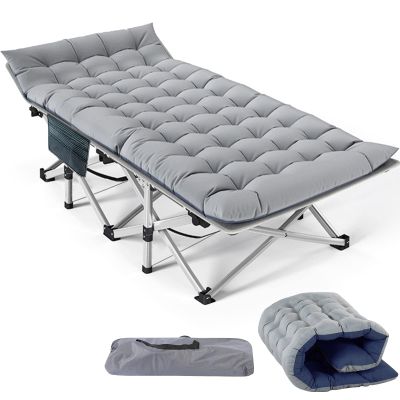 Slsy Folding Camping Cot for Adults with Pad, Padded Portable Sleeping Cots, Camp Bed with Carry Bag for Outdoor Travel, Beach, Hiking