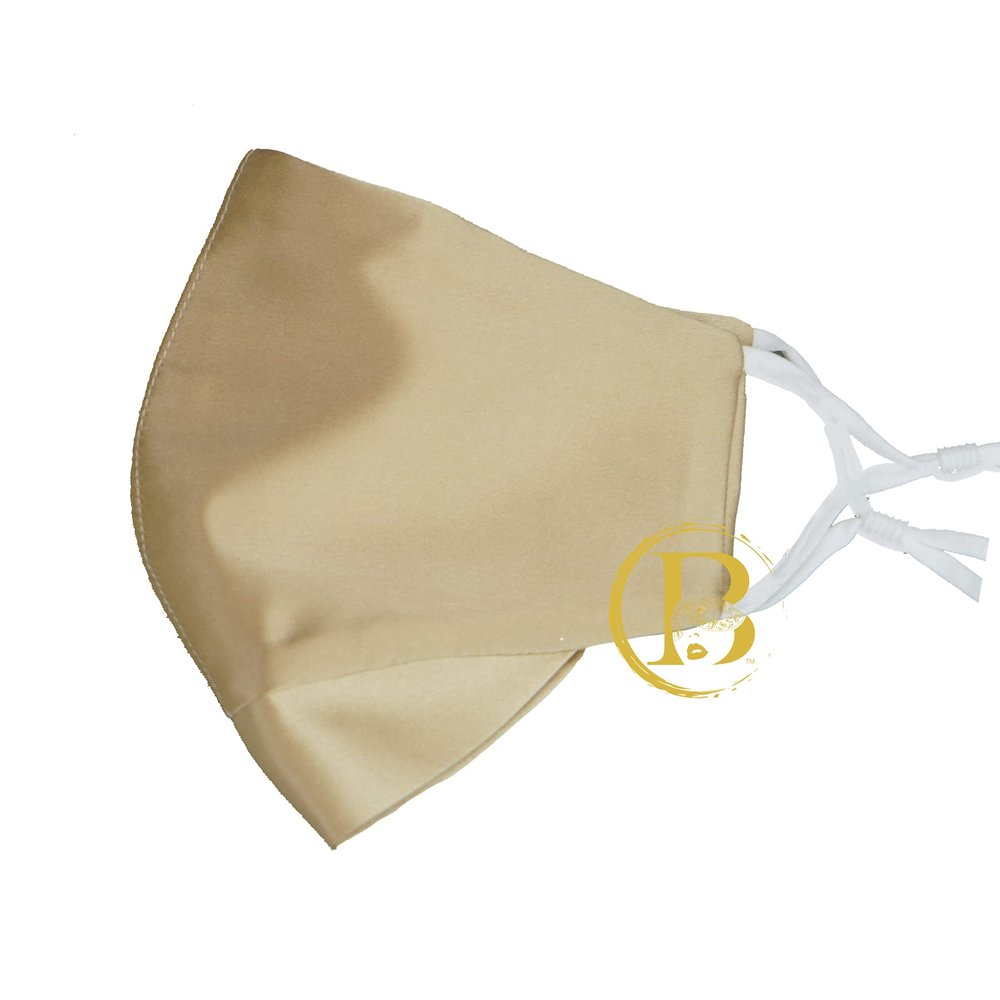 Luxury Silk Masks 100% Mulberry Silk Face Masks with Nose Wire and Guard for Everyday - Masquerade Ball Party - Formal - Prom (Champagne Gold)