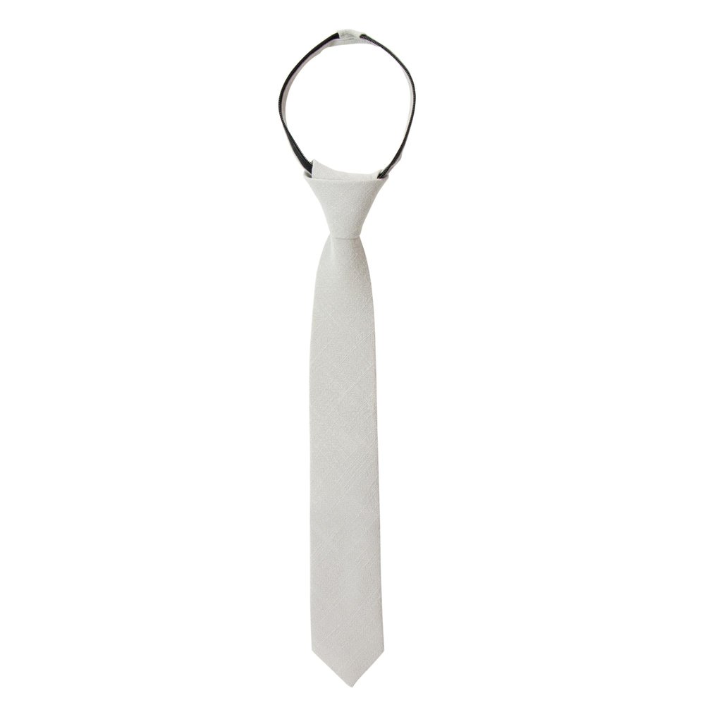 Spring Notion Boys' Linen Blend Zipper Necktie Grey Large