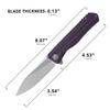 Petrified fish G10 handle D2 steel blade 2CR13 liner ball bearing flipper folding knife camping hunting EDC pocket tool PF818 (Purple, Stonewash) view 3