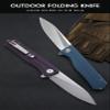 Petrified fish G10 handle D2 steel blade 2CR13 liner ball bearing flipper folding knife camping hunting EDC pocket tool PF818 (Purple, Stonewash) view 4