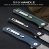 Petrified fish G10 handle D2 steel blade 2CR13 liner ball bearing flipper folding knife camping hunting EDC pocket tool PF818 (Black, Stonewash) view 4