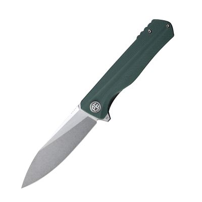 Petrified fish G10 handle D2 steel blade 2CR13 liner ball bearing flipper folding knife camping hunting EDC pocket tool PF818 (Green, Stonewash)