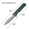 Petrified fish G10 handle D2 steel blade 2CR13 liner ball bearing flipper folding knife camping hunting EDC pocket tool PF818 (Green, Stonewash) view 3