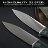 Petrified fish G10 handle D2 steel blade 2CR13 liner ball bearing flipper folding knife camping hunting EDC pocket tool PF818 (Green, Stonewash) view 4