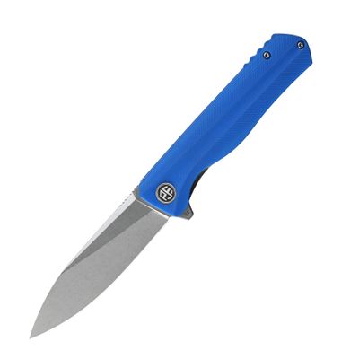 Petrified fish G10 handle D2 steel blade 2CR13 liner ball bearing flipper folding knife camping hunting EDC pocket tool PF818 (Blue, Stonewash)
