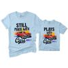 NACRE APPAREL Still Plays with Cars and Plays with Cars Matching Father and Son Mens T-Shirt Gift Light Blue view 1