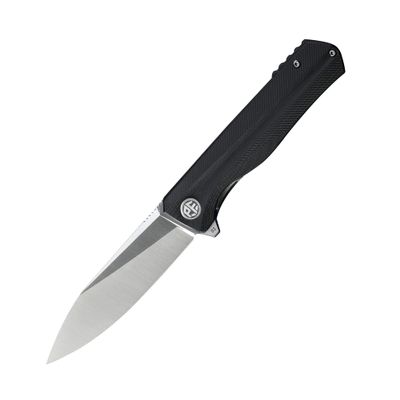 Petrified fish G10 handle D2 steel blade 2CR13 liner ball bearing flipper folding knife camping hunting EDC pocket tool PF818 (Black, Satin)