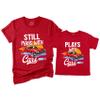 NACRE APPAREL Still Plays with Cars and Plays with Cars Matching Father and Son Mens T-Shirt Gift Red view 1