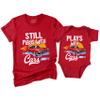 NACRE APPAREL Still Plays with Cars and Plays with Cars Matching Father and Son Mens T-Shirt Gift Red view 2