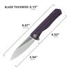 Petrified fish G10 handle D2 steel blade 2CR13 liner ball bearing flipper folding knife camping hunting EDC pocket tool PF818 (Purple, Satin) view 3