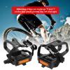 1 Pair Bike Pedals, Bike Pedals with Toe Cages Road Bicycle Toe Clip Cages Adjustable Bicycle Clips Straps for Wide Shoes Indoor Outdoor Cycling view 2