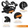 1 Pair Bike Pedals, Bike Pedals with Toe Cages Road Bicycle Toe Clip Cages Adjustable Bicycle Clips Straps for Wide Shoes Indoor Outdoor Cycling view 3