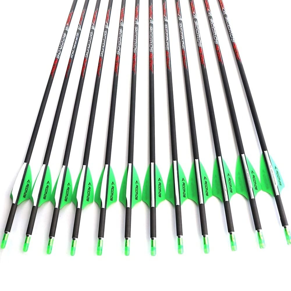 24pc ID 4.2mm .165" Custom Length 22-32 Inch Carbon Arrows Spine 300 350 400 500 600 700 800 900 1000 1100 1300 1500 1800 Target Practice & Hunting Arrow Rotatable Nock for Recurve Bow Compound Bow