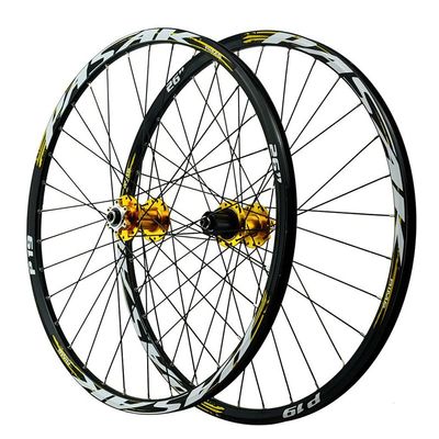LvTu Mountain Bike Wheelset 26/27.5/29 inch Alloy Disc Brake Sealed Bearing Wheel 7-12 Speed Cassette 32H Rim(Gold,27.5 inch)