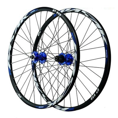 LvTu Mountain Bike Wheelset 26/27.5/29 inch Alloy Disc Brake Sealed Bearing Wheel 7-12 Speed Cassette 32H Rim(Blue,26 inch)