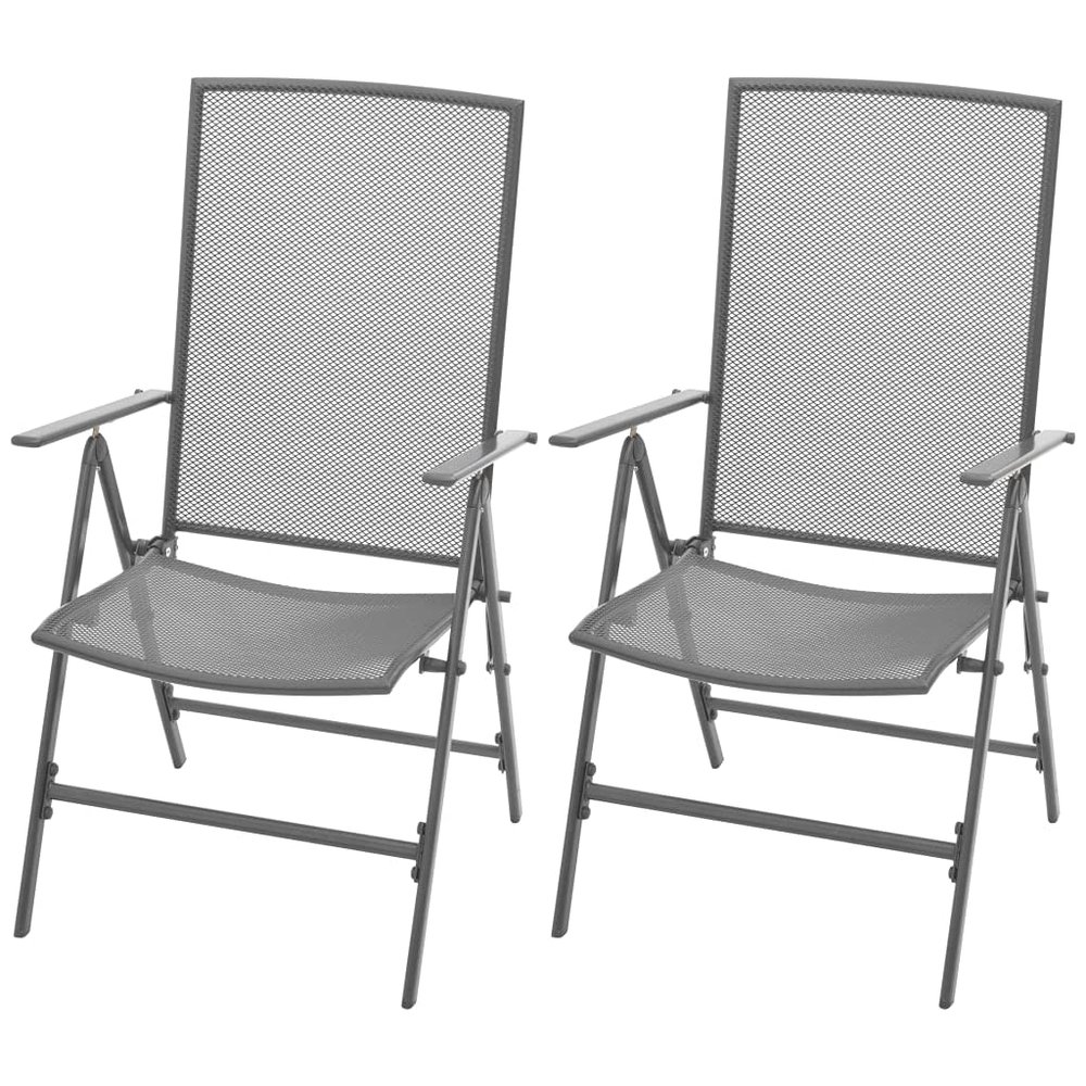FAMIROSA Stackable Garden Chairs 2 pcs Steel Gray