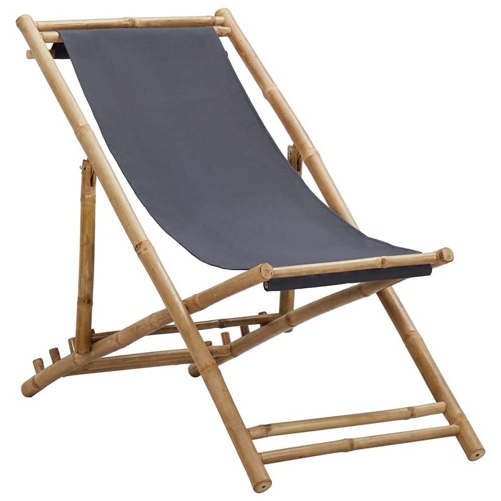 FAMIROSA Deck Chair Bamboo and Canvas Dark Gray