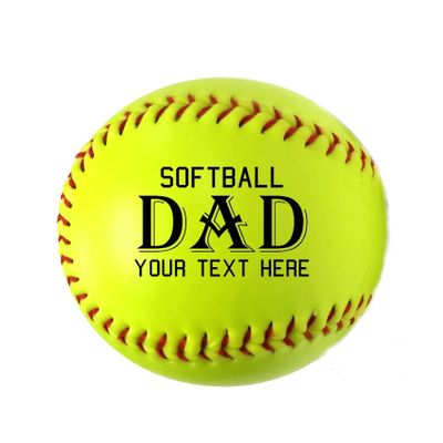 Ballstars Personalized Custom Softball with Base for Dad from Daughter, Son, Kids | Customized Baseball with Name or Text Gift for Fathers Day