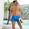 COOFANDY Mens Solid Swim Suits Square Leg Swim Shorts Basic Swimwear with Mesh Liner Sky Blue L view 3