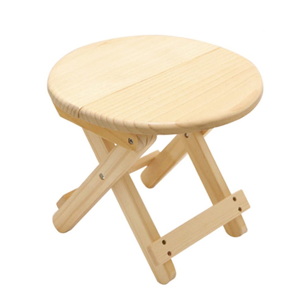 phsmoo Footstool Camping Stool Solid Wood Pine Portable Folding Outdoor Stool Suitable for Indoor and Outdoor