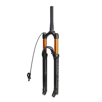 Jejy Mountain Bicycle Suspension Forks 26/27.5/29 Magnesium Alloy 1-1/8", MTB Travel 120MM Tapered Steerer/Straight Shock Absorber Front Fork (Color : Tapered Remote Lockout, Size : 26)