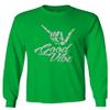 0013. Big Good Vibe Bones Hand Shaka Cool Vintage Hipster Graphic Men's Long Sleeve t Shirt (Irish Green Small) view 1