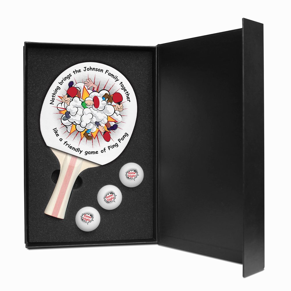 Ping Pong Paddle and Balls Boxed Gift Set (Friendly Family Game Design)