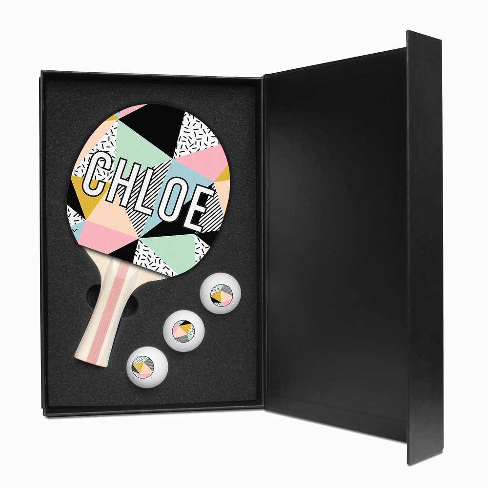 Ping Pong Paddle and Balls Boxed Gift Set (Chloe Design)
