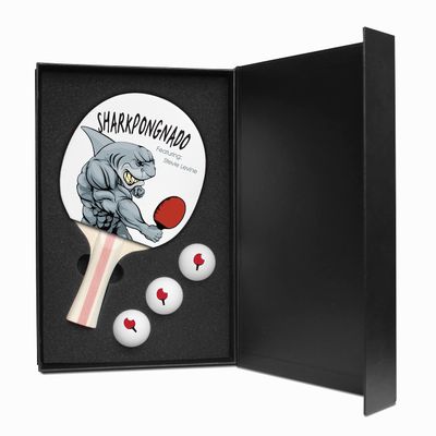 Infusion Table Tennis Paddle and Balls Gift Box Set (Sharkpongnado Design)